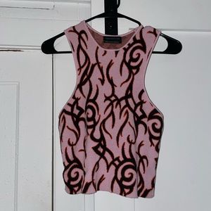 URBAN OUTFITTERS Pink knit tank with black flame/detail